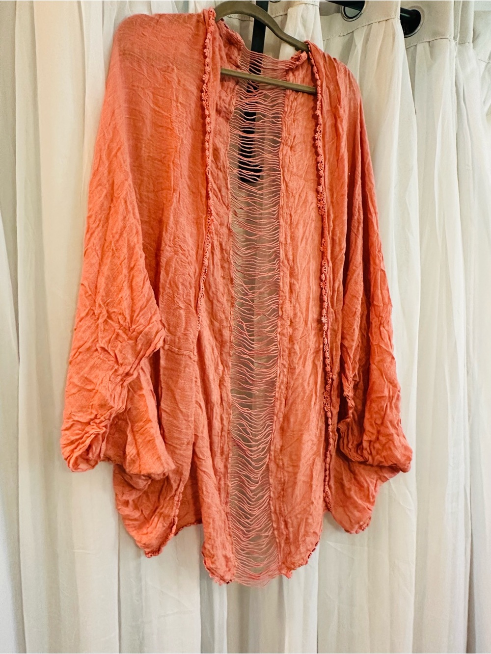 Lightweight Open-Front Women's Cardigan in Coral